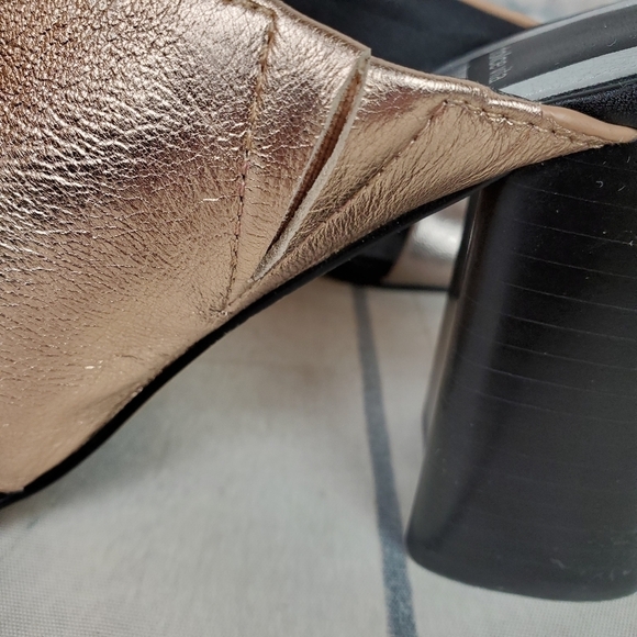 Dolce Vita Rocko Metallic Leather Mule Slides Rose  Gold Pewter Size 8.5 - Picture 10 of 16